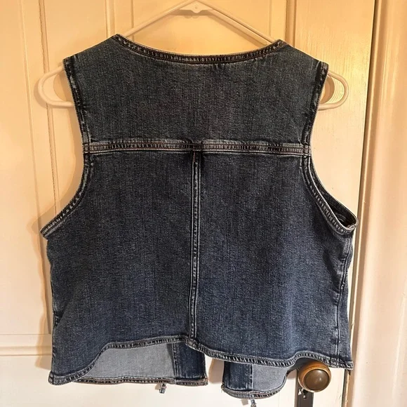 American Eagle Outfitters Dark Blue Denim Tie Vest - Picture 3 of 3